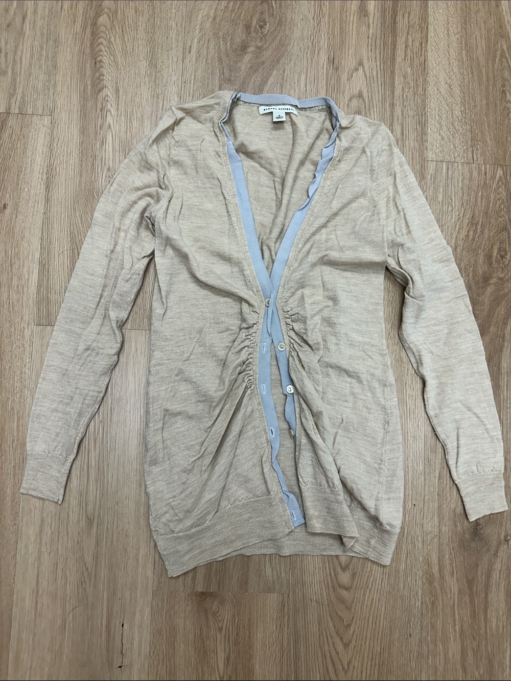 Banana Republic Beige Cardigan with Light Blue Trim